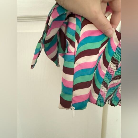 ZARA Satin Effect Crop Top Halter Top with Bold Unique Retro 70's 60's Print M - Picture 6 of 7